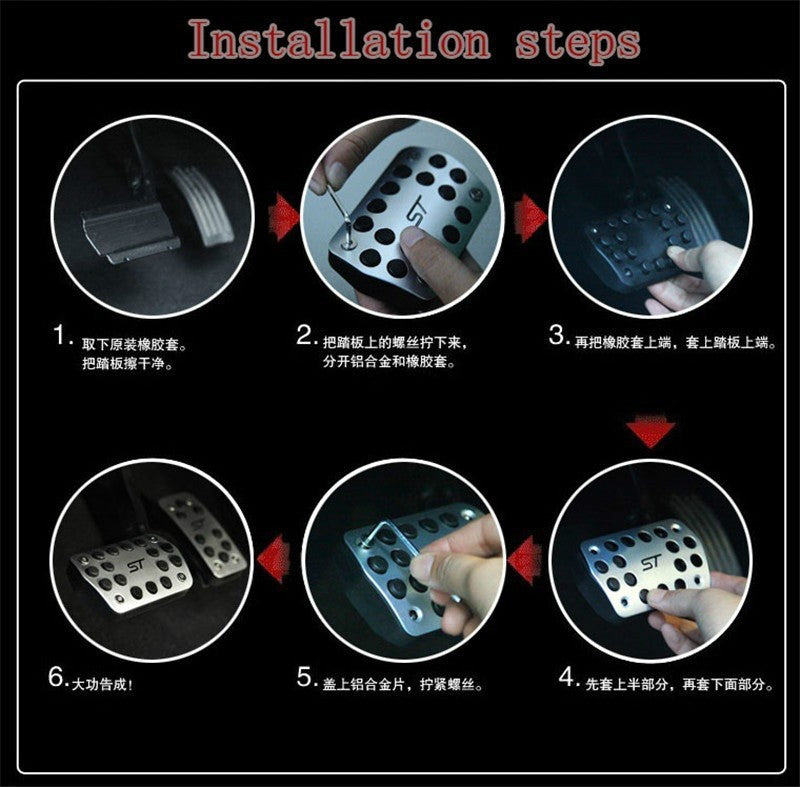 FORD Focus ST Alloy Brake Clutch Accelerator Pedal covers # MK2 & MK3 Black Logo9