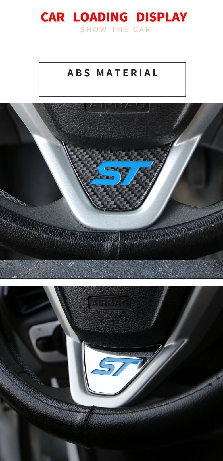 Ford Fiesta ST MK7 MK7.5 Chrome Steering Wheel Badge Trim Blue ST2