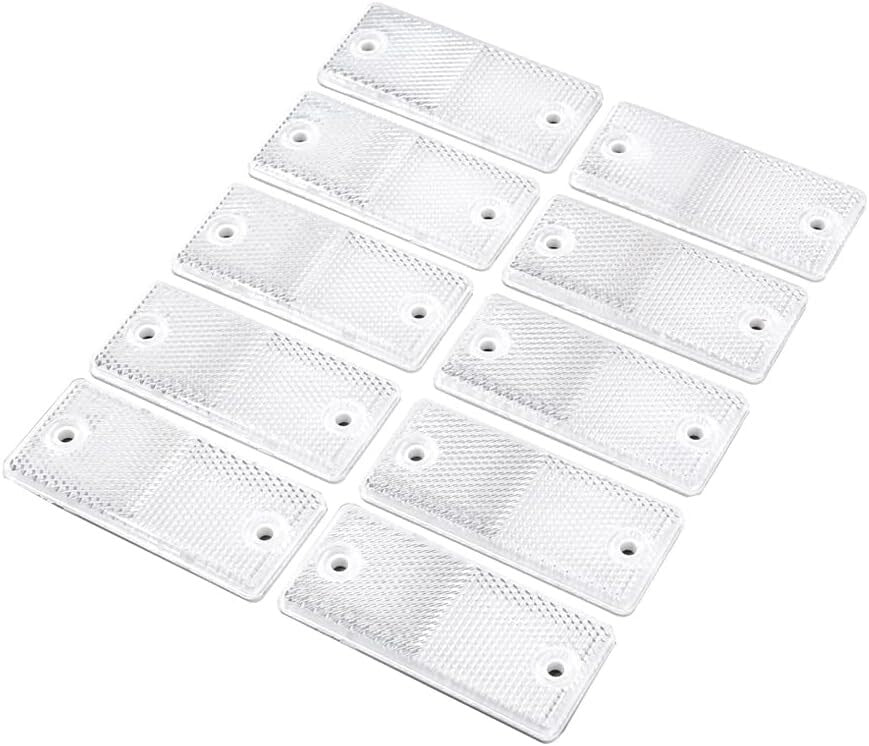 High-Quality 2x White E-Approved Rectangular Reflectors Trailers Caravans2