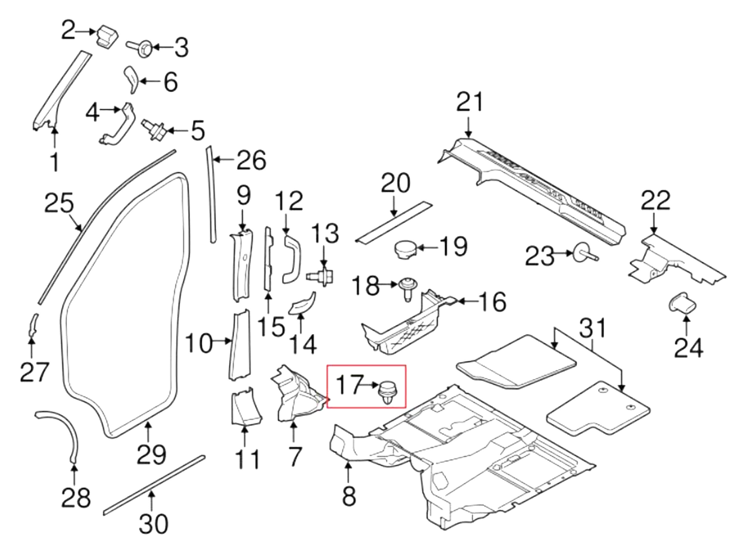 Trim Panel Fastener Clip & Rubber Seal Ford Transit Interior & Exterior Use x5.21
