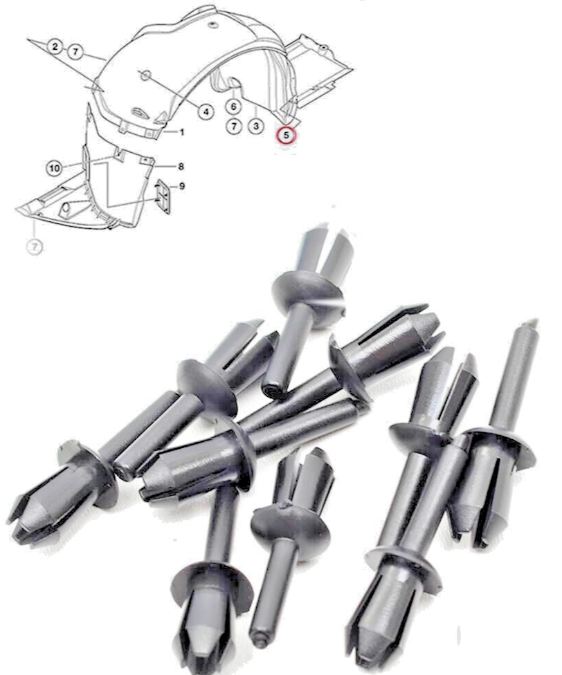 Plastic Rivet Clips for ALPINA – 5mm Trim Wheel Arch Liner Panel Splashgaurd x105