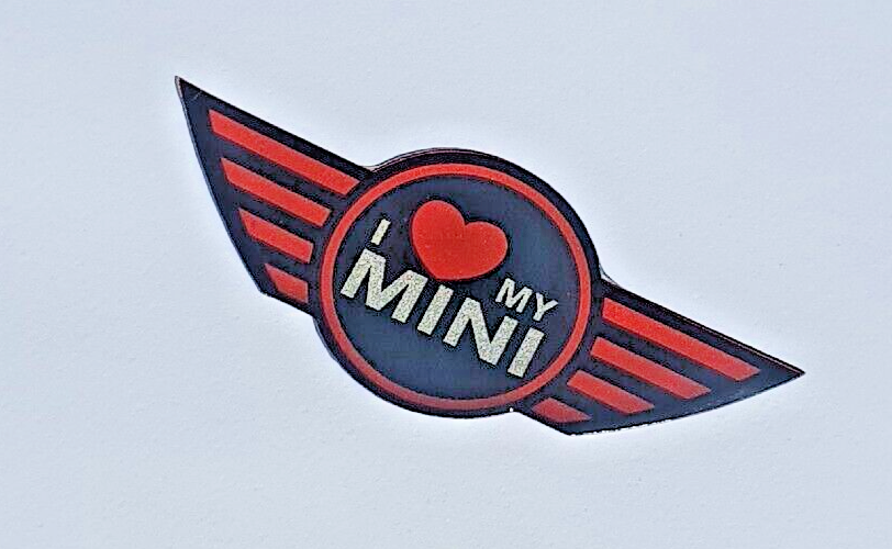 LOVE MY MINI COOPER Steering Wheel Badge Logo 3D Gel Domed Gen1 R50 R52 R53 JCW7