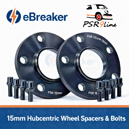 Black 15mm Wheel Spacers for Porsche 5x130 Pair with Extended Bolts AM UK Stock0