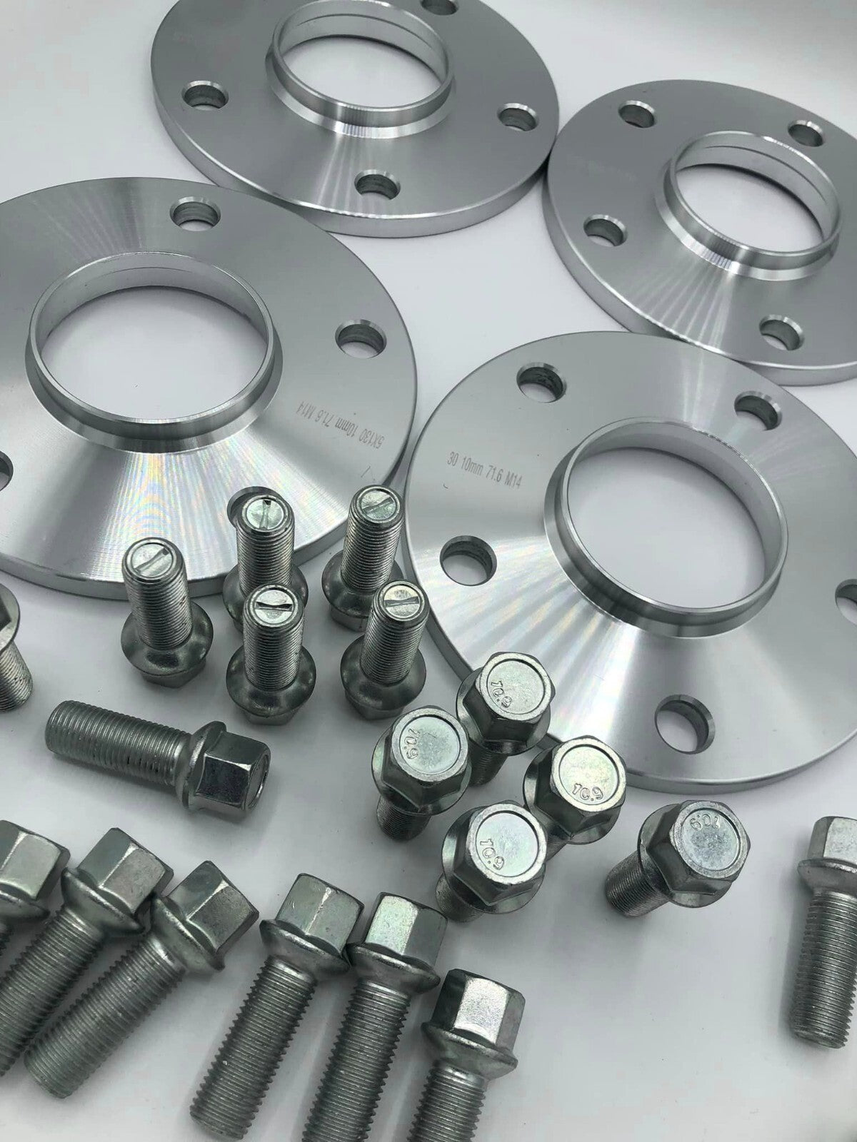 Porsche Wheel Spacers 12mm + Extended AF Bolts Set Of 4 in Silver 5x130 PSR9Line7