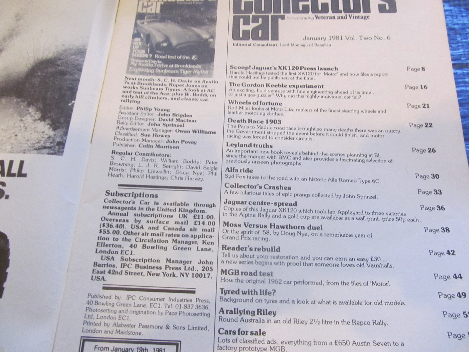 1981 JANUARY COLLECTORS CAR MAGAZINE / RALLY RILEY MGB TEST XK120 LAUNCH  #bk11