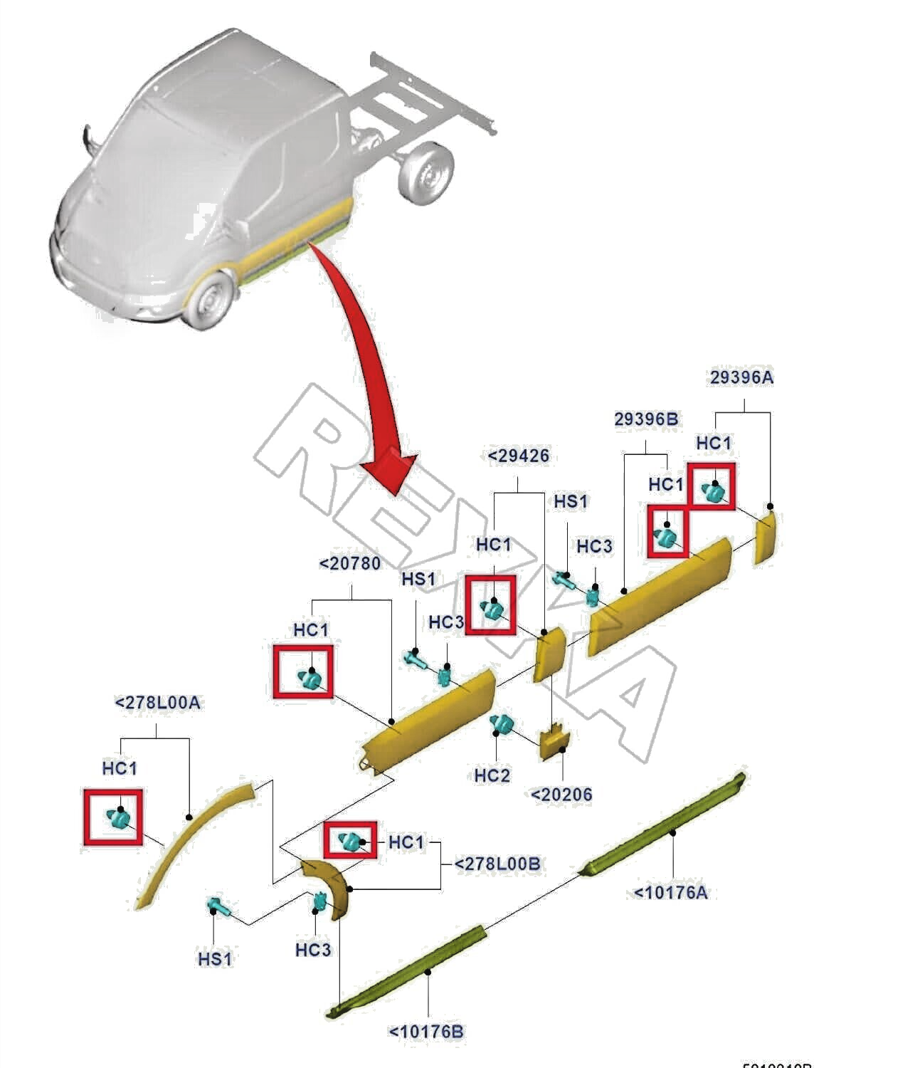 Ford Transit Custom Trim Panel Clips Door Moulding Body Fixing Stud 5255437 10.6