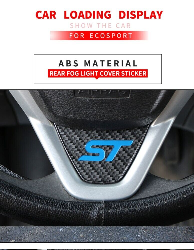 Ford Ecosport Carbon Fibre Effect Steering Wheel Badge Trim Blue ST 2013 - 20176