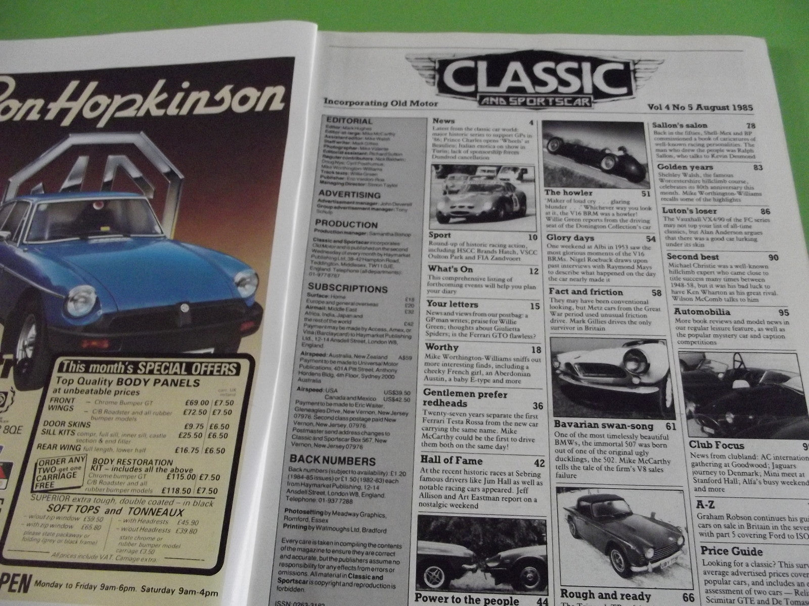 CLASSIC AND SPORTSCAR MAGAZINE AUGUST  1985 #c11