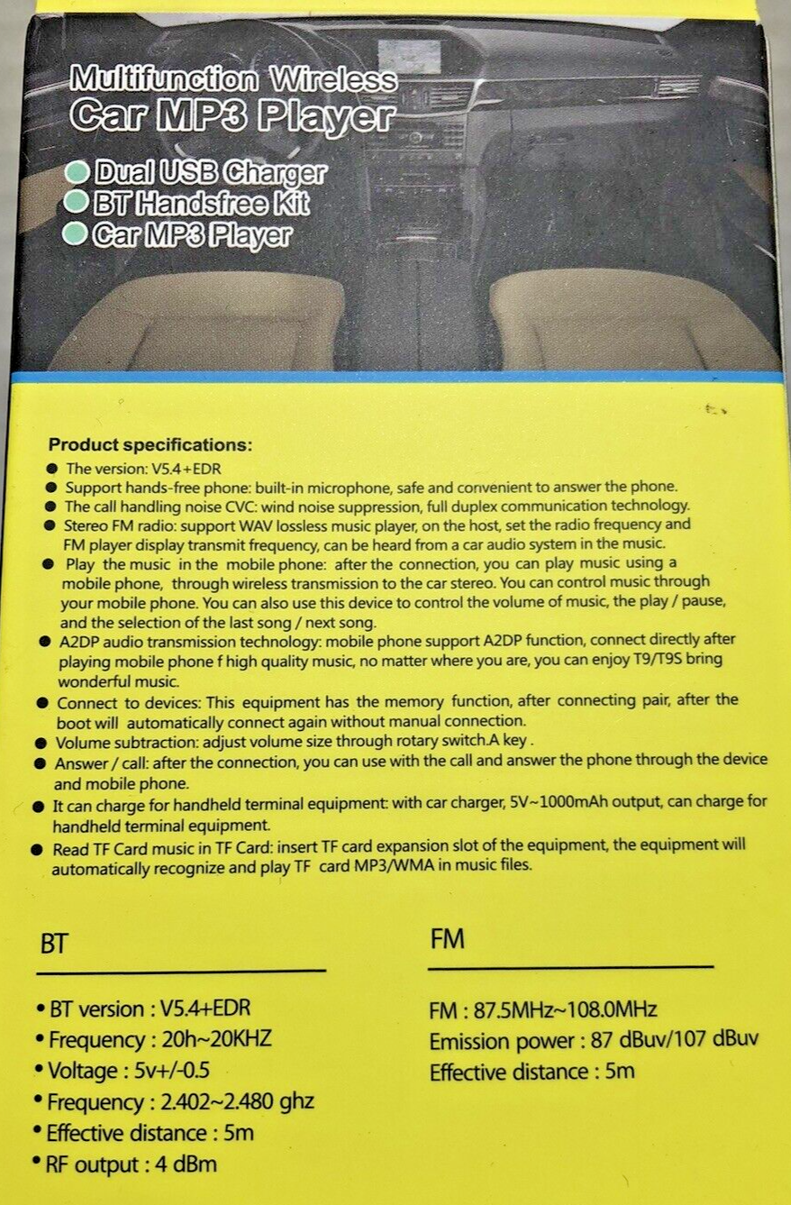 Bluetooth Hands-Free Car Kit with Dual USB Charger, FM Transmitter & MP3 Player12