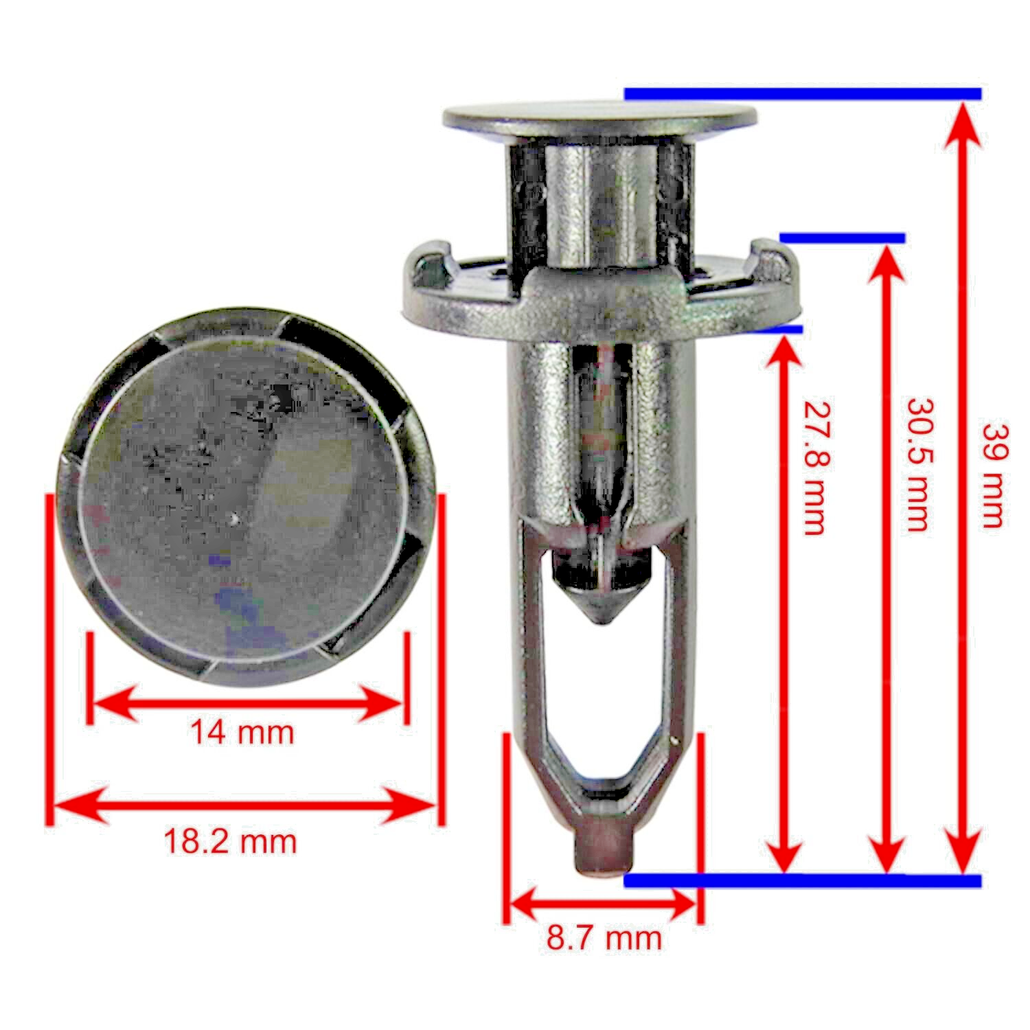 9mm Plastic Bumper & Trim Panel Rivet Clips For Toyota Peugeot Citroen 5 pcs6