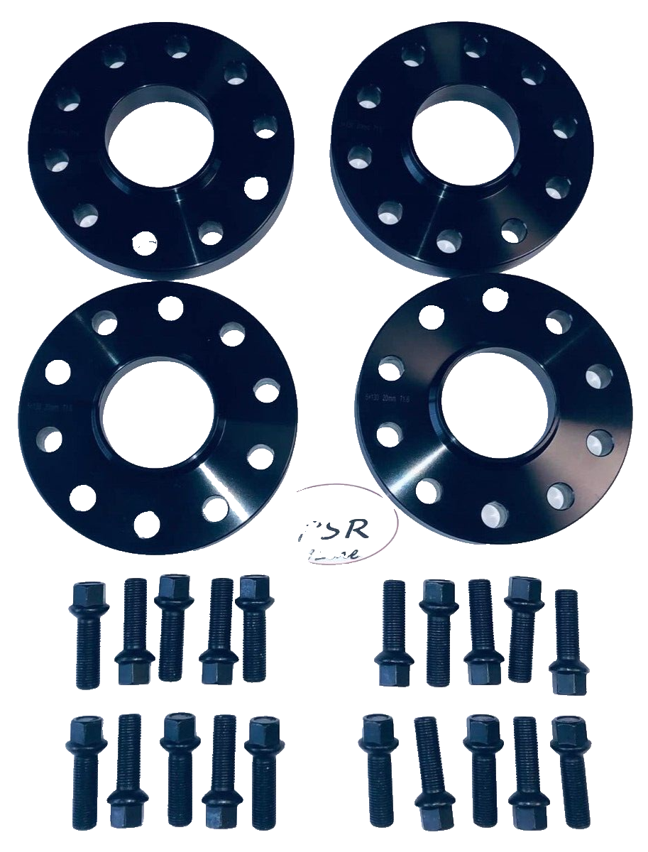 Porsche Wheel Spacers 20mm + Extended AF Bolts Set Of 4 in Black 5x130 PSR9Line14
