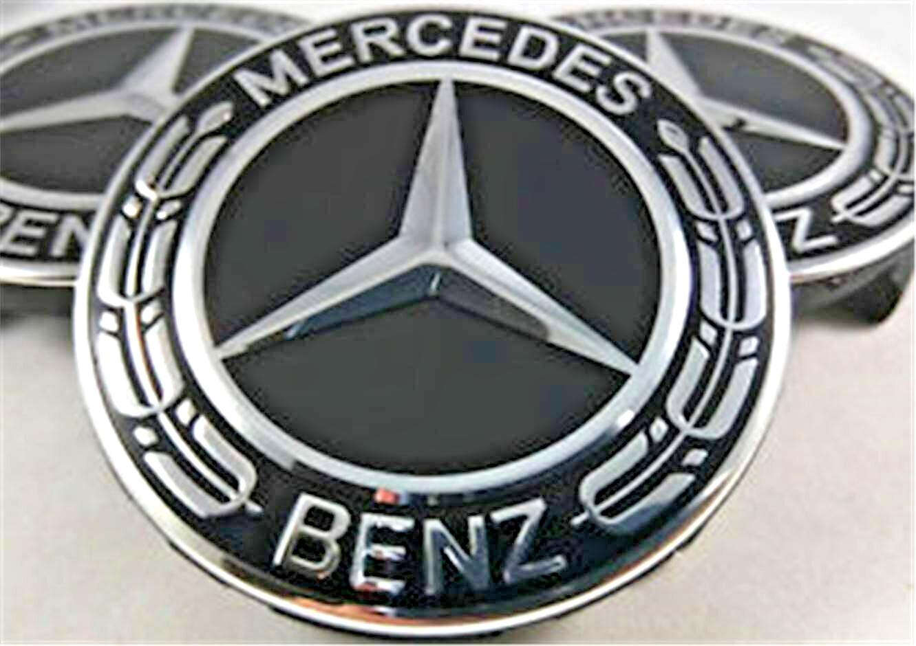 Wheel Center Hub Caps Mercedes Black 75mm Alloy  A B C E S M Class ML CLA GLA0