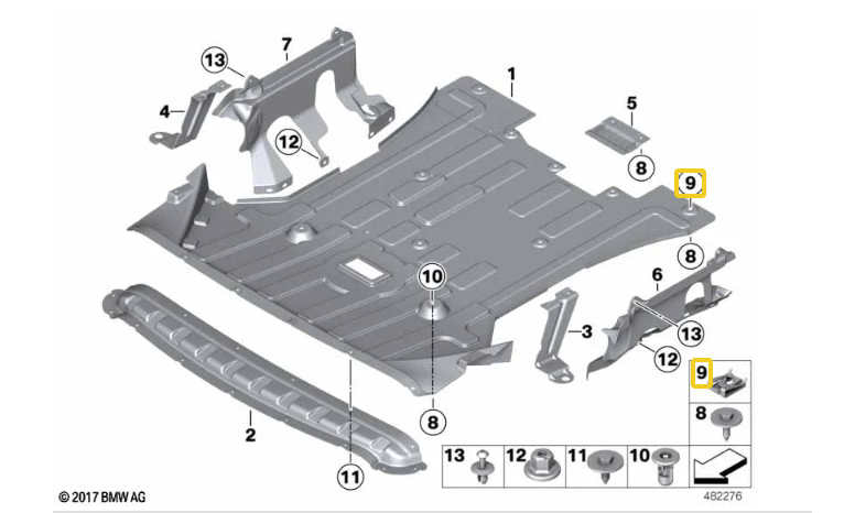 BMW Metal C Clip - Undertray Splashguard Wheel Arch Liner Bumper Trim Panels x1017