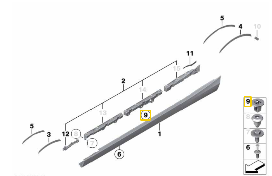 BMW Underfloor Body Protection Weather Shield Trim Panel Fastener Pin Grommet 1016