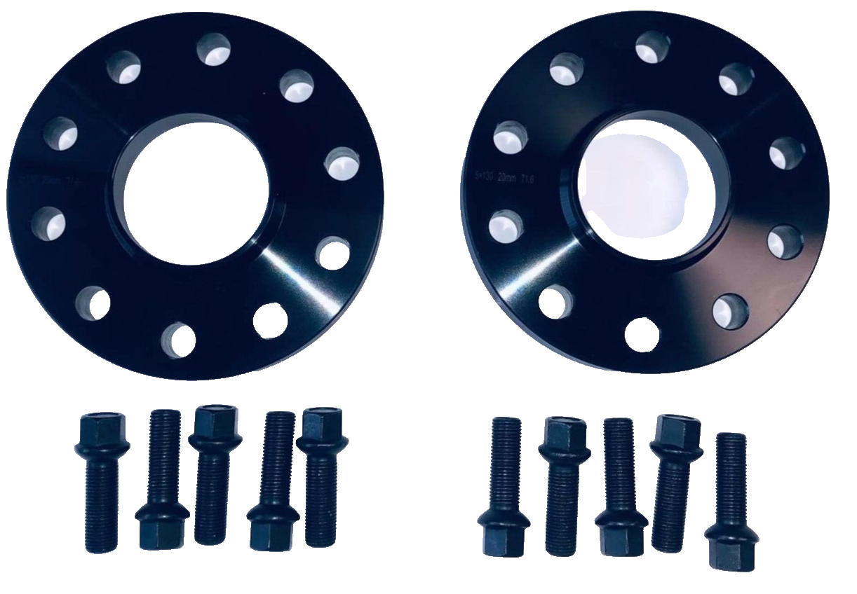 Porsche Wheel Spacers 20mm + Extended AF Bolts Set Of 2 in Black 5x130 PSR9Line8