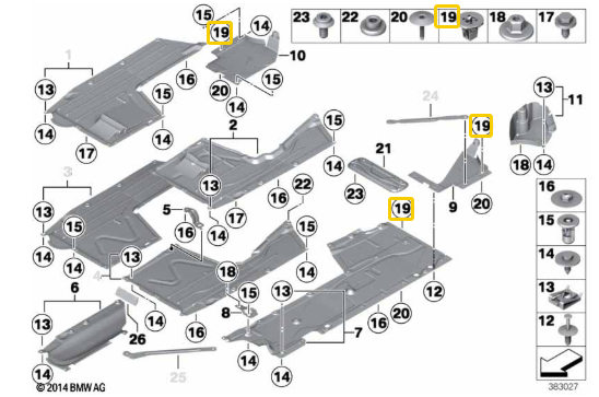 BMW Underfloor Body Protection Weather Shield Trim Panel Fastener Pin Grommet x517