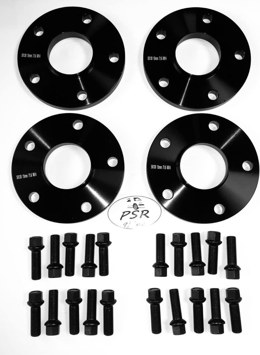 Porsche Wheel Spacers 15mm + Extended AF Bolts Set Of 4 in Black 5x130 PSR9Line0