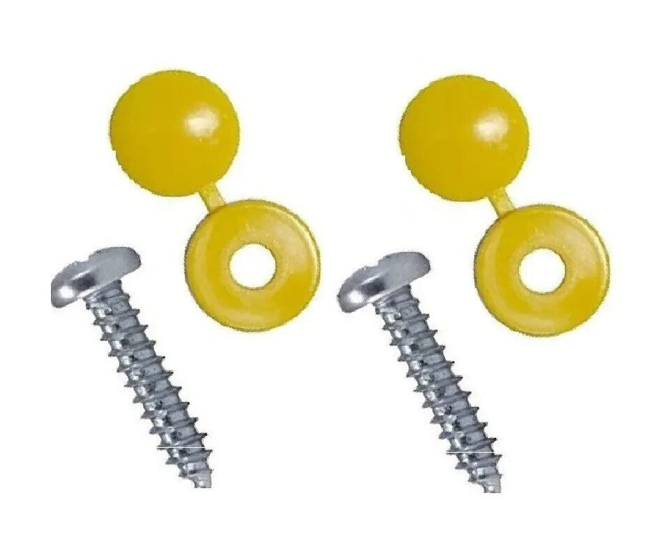 Vehicle Registration Number Plate Screws White Yellow Black Hinged Caps10