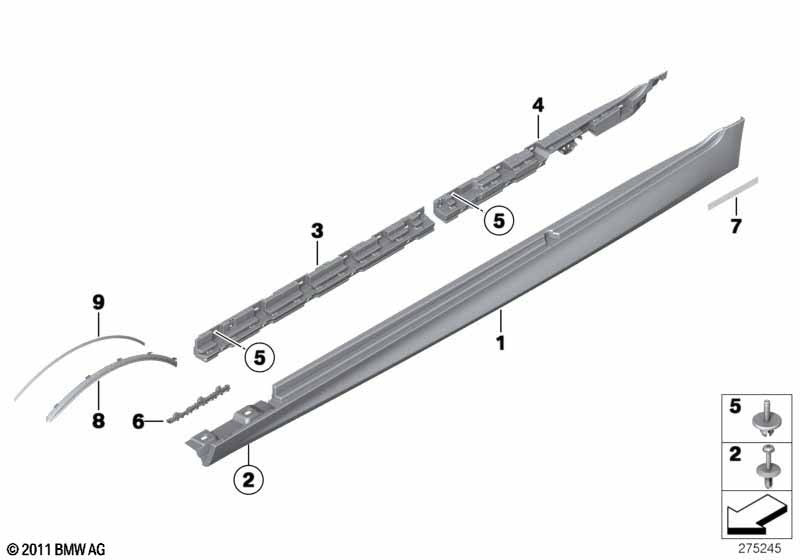 BMW Door Sill & M Sill Panel Cover - Expanding Pin Push Rivet Trim Clip - # 5x P9