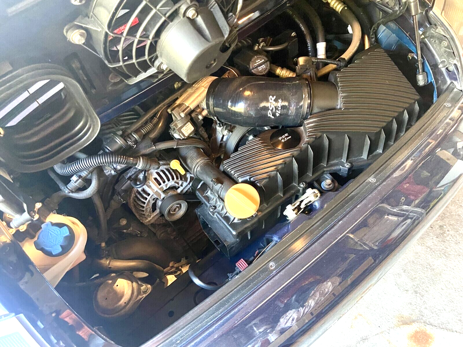 Porsche 996 Resonator Delete Air Box Modification with Blue Induction Pipe Plug.12