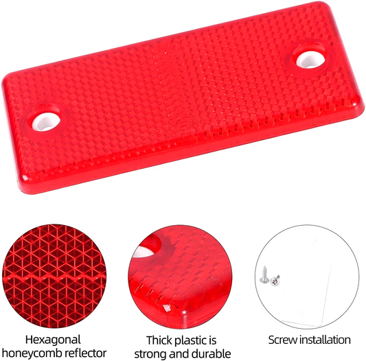 2 Red Rectangular Reflectors Screw Fit Vans Trailers Caravans Recovery Trucks0