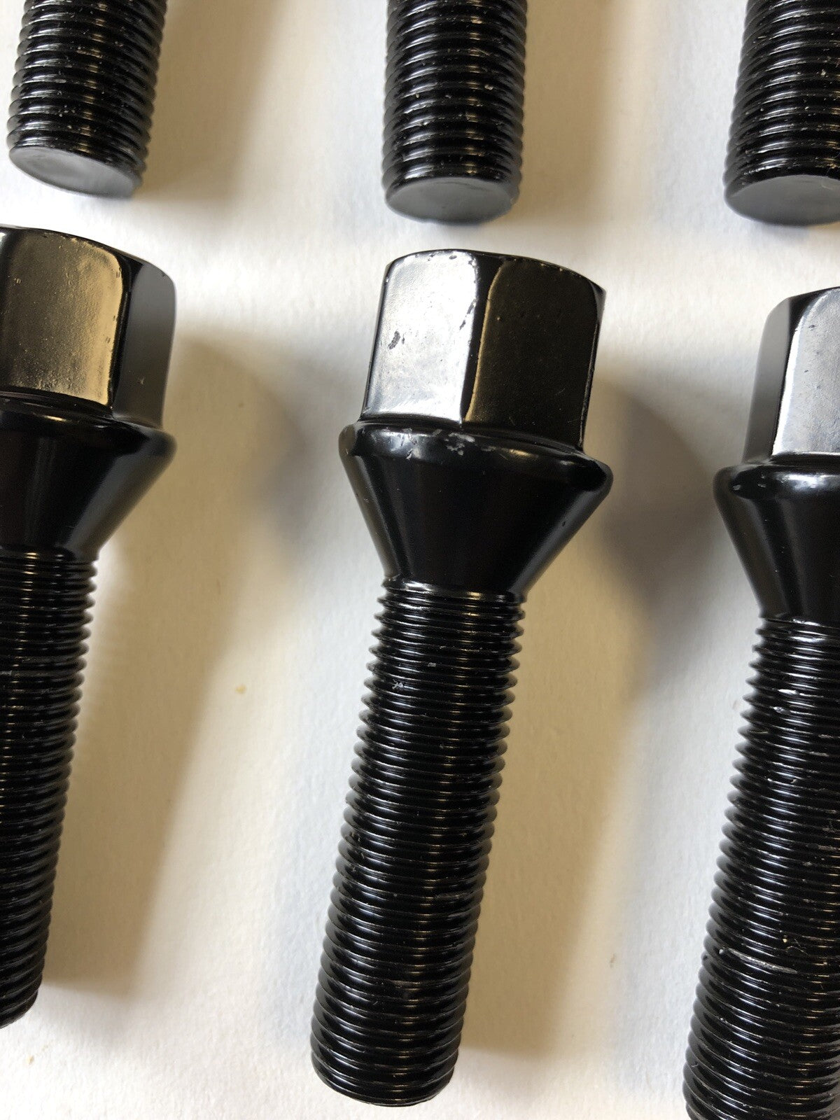 20 Black Extended Wheel Bolts 45mm Thread  M14 x 1.5 Hex Head 19mm Tapered Cone3