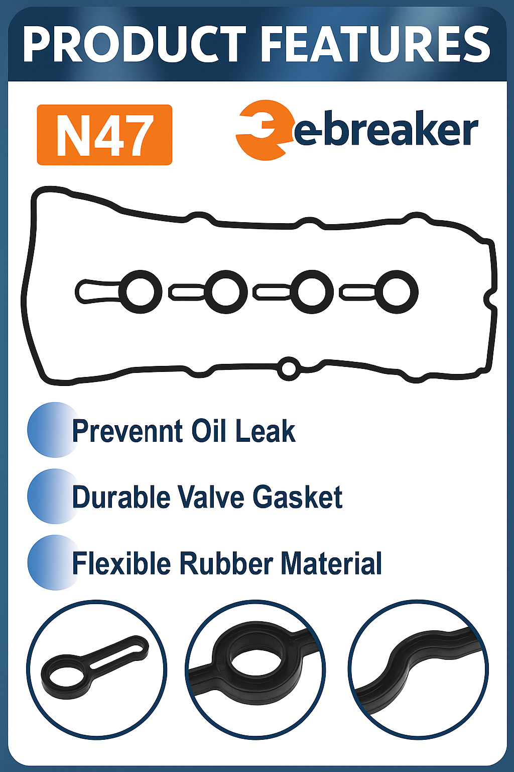 BMW N47 Cam Cover Kit Fit Camshaft Gasket, 1 3 5 Series & X 2.0D Models 7807017.15