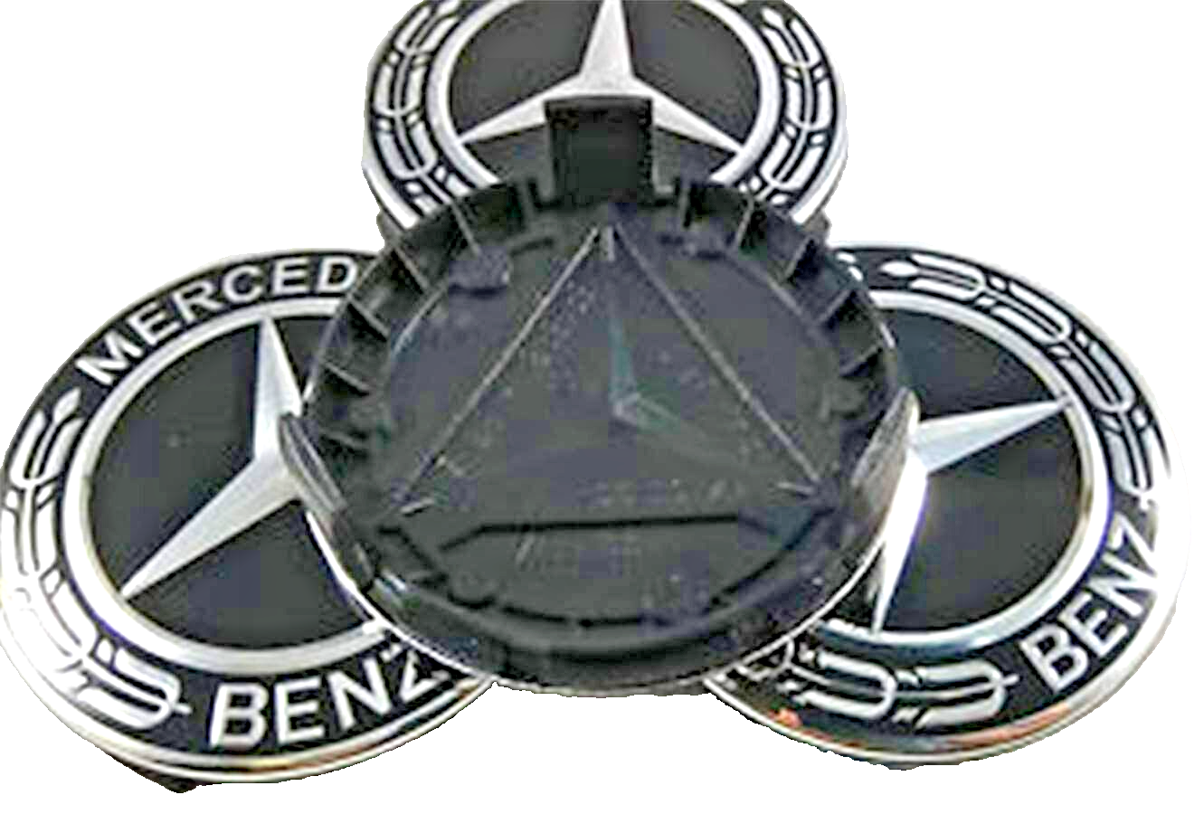 4x Mercedes Black Alloy Wheel Centre Hub Caps 75mm A B C E S M Class ML CLA SLK3