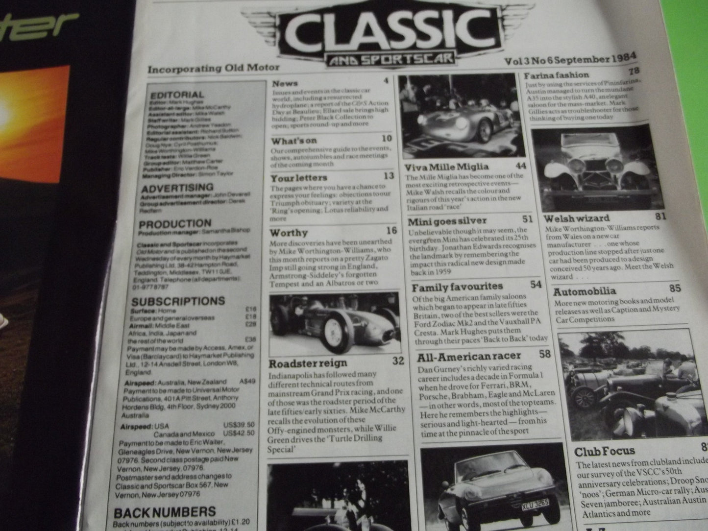 CLASSIC AND SPORTSCAR MAGAZINE SEPTEMBER 1984 #c11