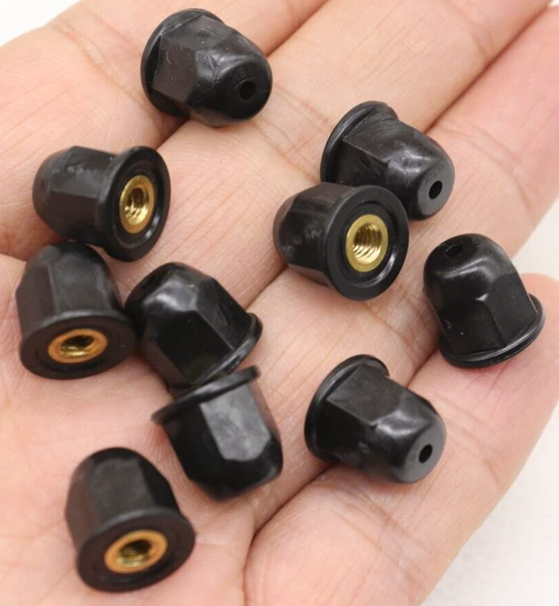 Plastic Coated Brass Nut x 10 Pcs M4 Thread 10mm Hex Head Nut11
