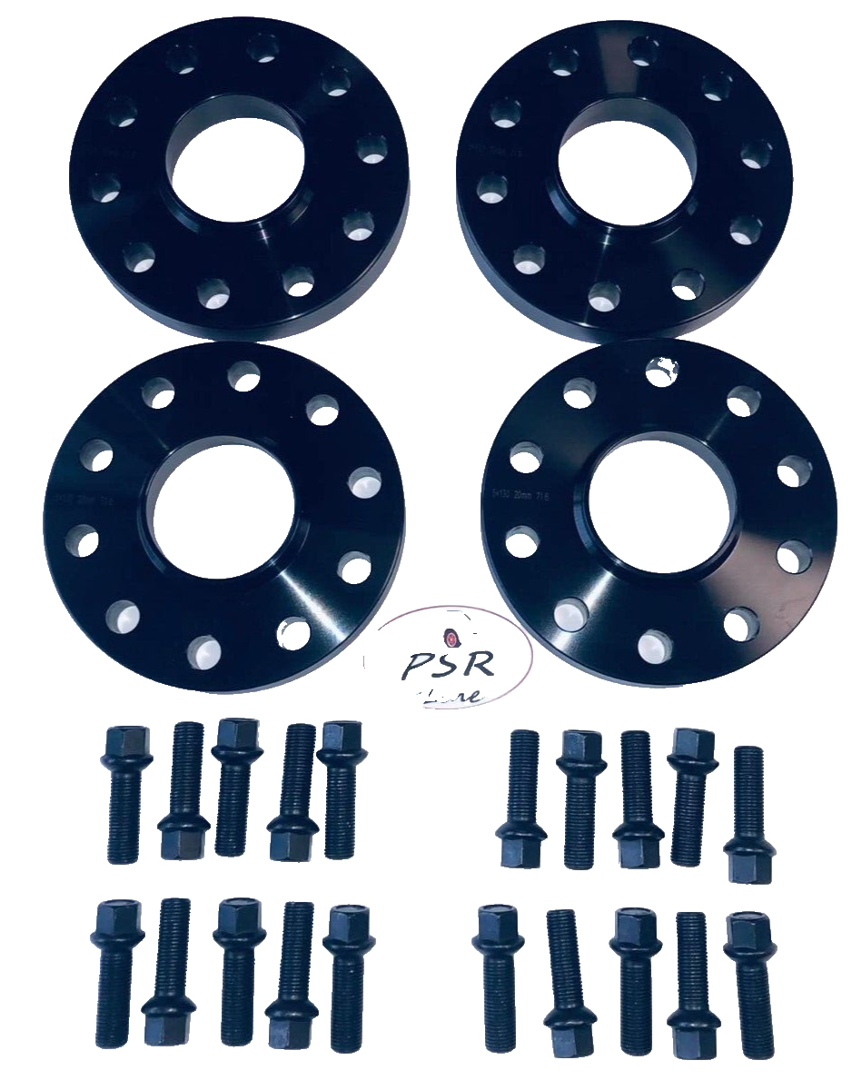 Porsche Wheel Spacers 20mm + Extended AF Bolts Set Of 4 in Black 5x130 PSR9Line0