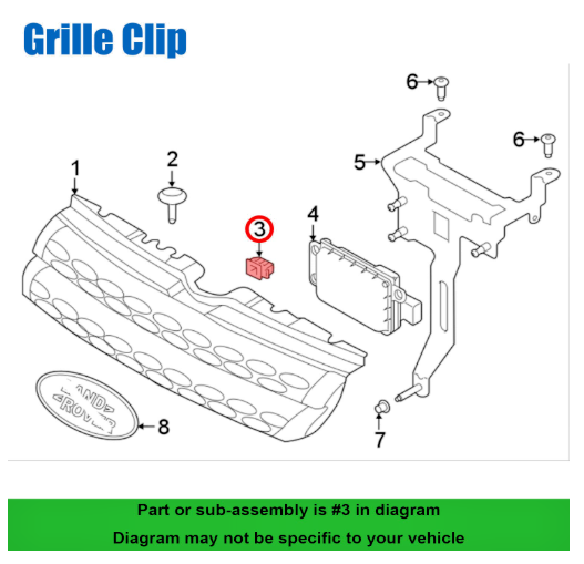 Land Range Rover Grill Trim Fastener Retainer Clip, Evoque Defender Discovery 207