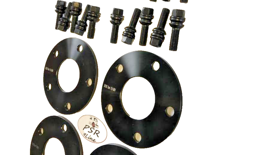 Porsche Wheel Spacers 7mm + Extended OE Bolts Set Of 4 in Black 5x130 PSR9Line6