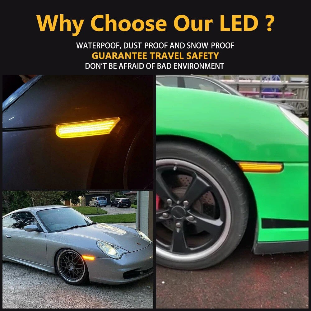 PORSCHE 996 , 911  CLEAR DYNAMIC LED SIDE INDICATOR REPEATER LIGHTS4