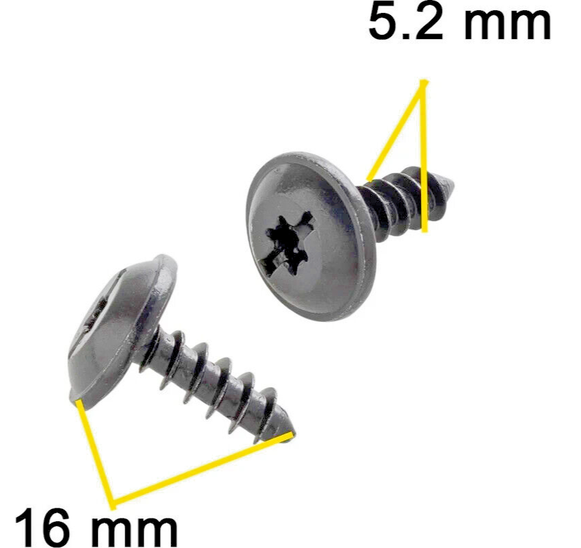 SEAT Slot Head Metal Torx Screw Trim fixing Clip Self Tapping Bolt Black 20 Pcs8
