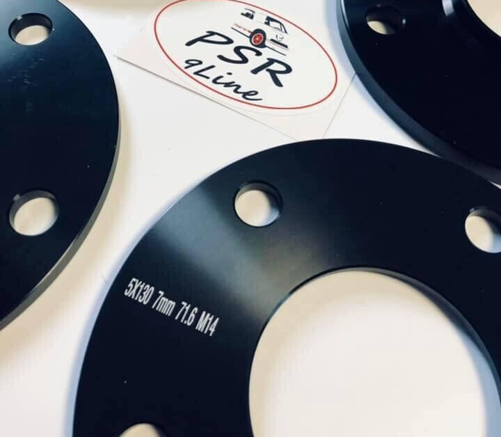 Porsche Wheel Spacers 7mm + Extended OE Bolts Set Of 2 in Black 5x130 PSR9Line8