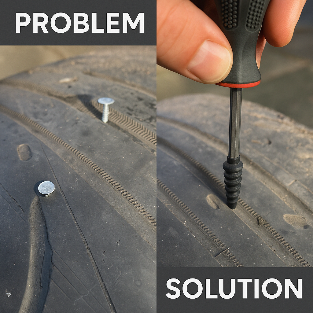 Emergency Tyre Puncture Repair Screws Kit – Quick Twist-In Plugs Fix Air Leaks 221