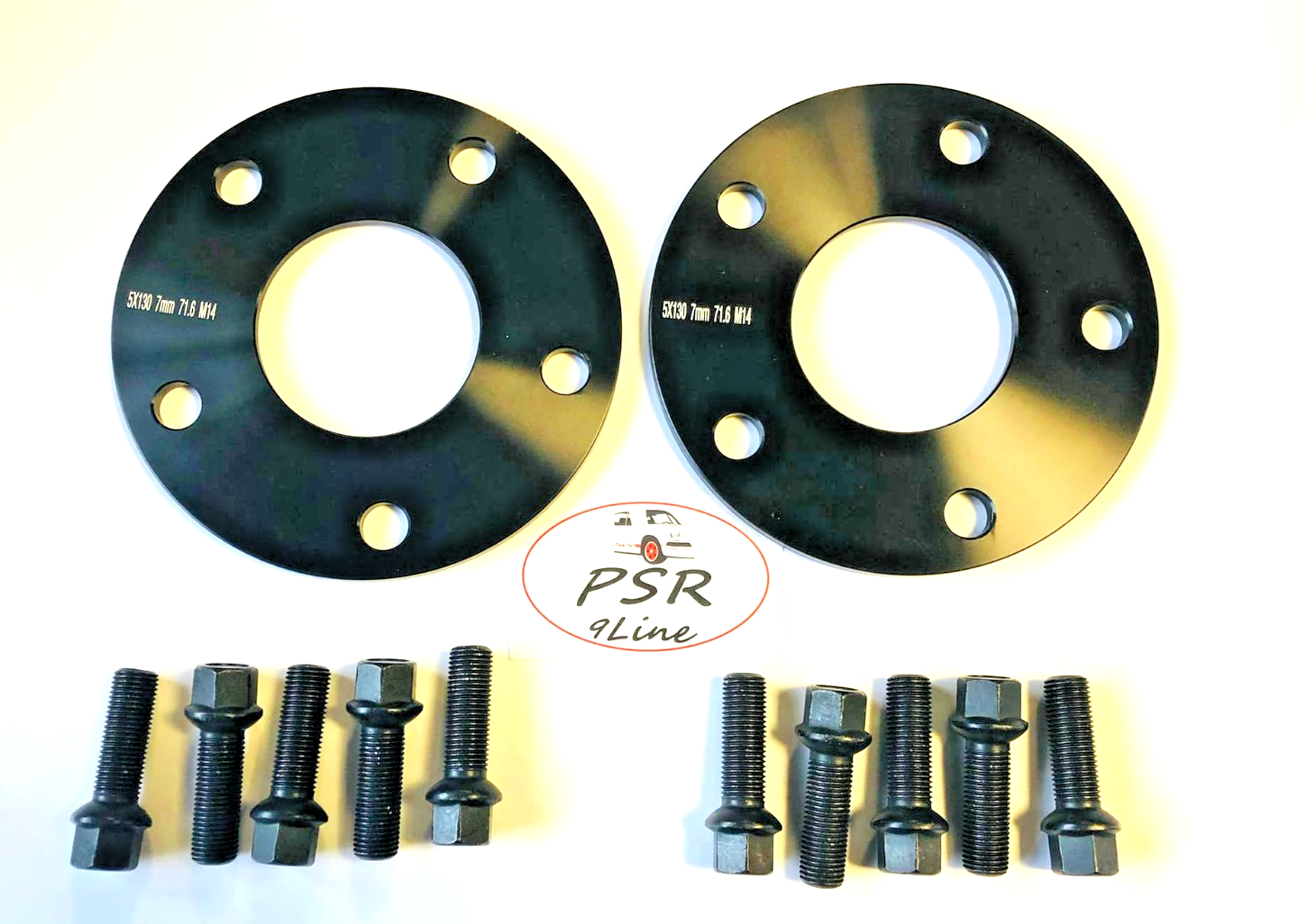Black 7mm Wheel Spacers for Porsche 5x130 Pair with Extended Bolts  AM UK Stock6