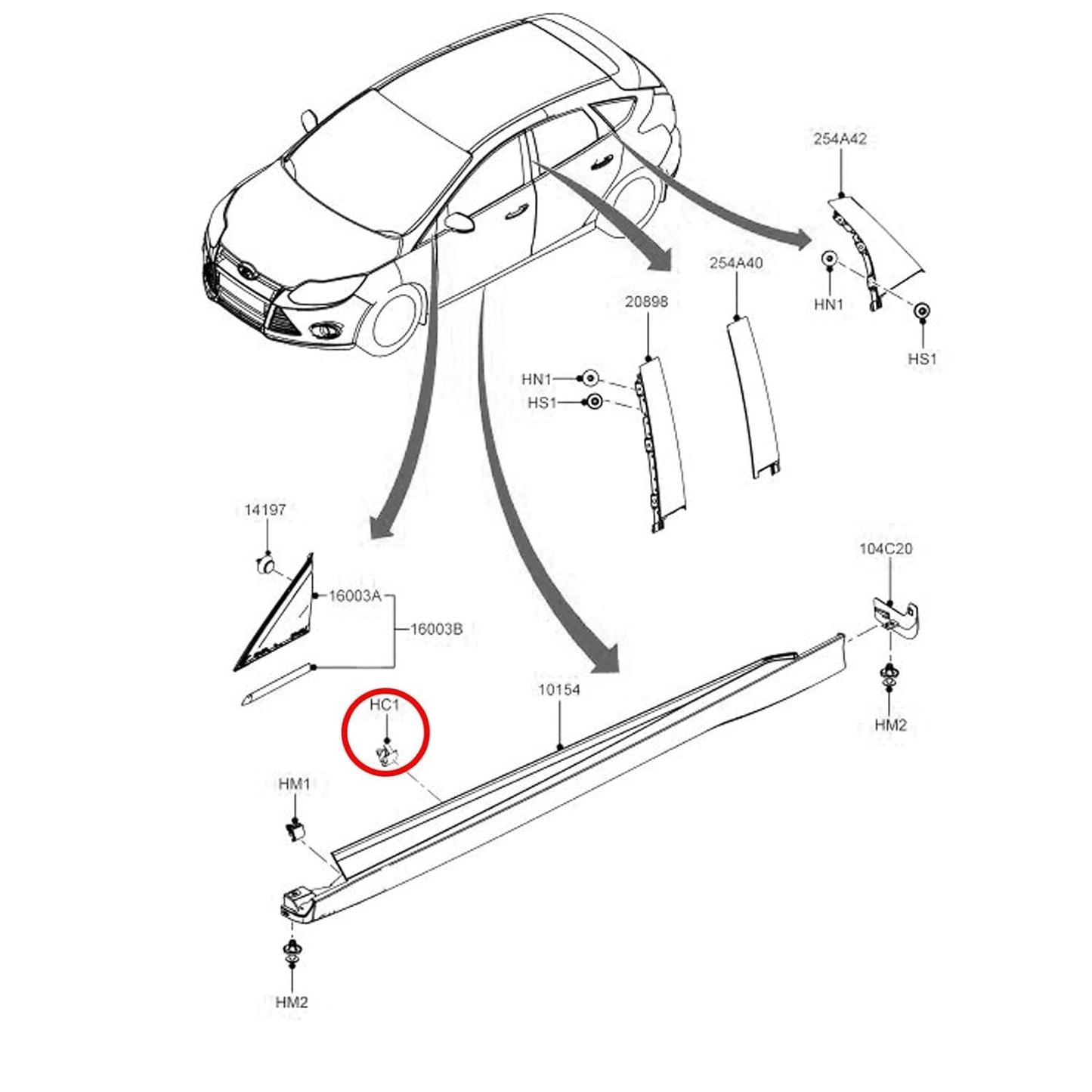 Ford Focus RS ST MK3 Side Skirt Cover Clips Sill Moulding Clip 1692599 x104