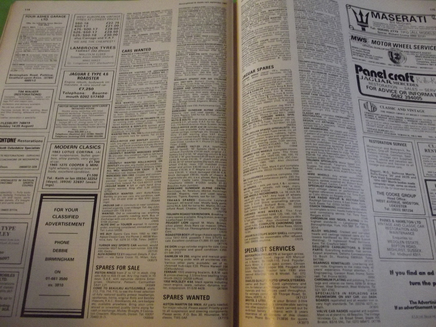 THOROUGHBRED AND CLASSIC CARS MAGAZINE SEPTEMBER 1982 #C45