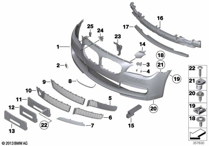 BMW Front Grill Retaining Clip - Also Fits Night Vision Camera & Other Trim  #2012