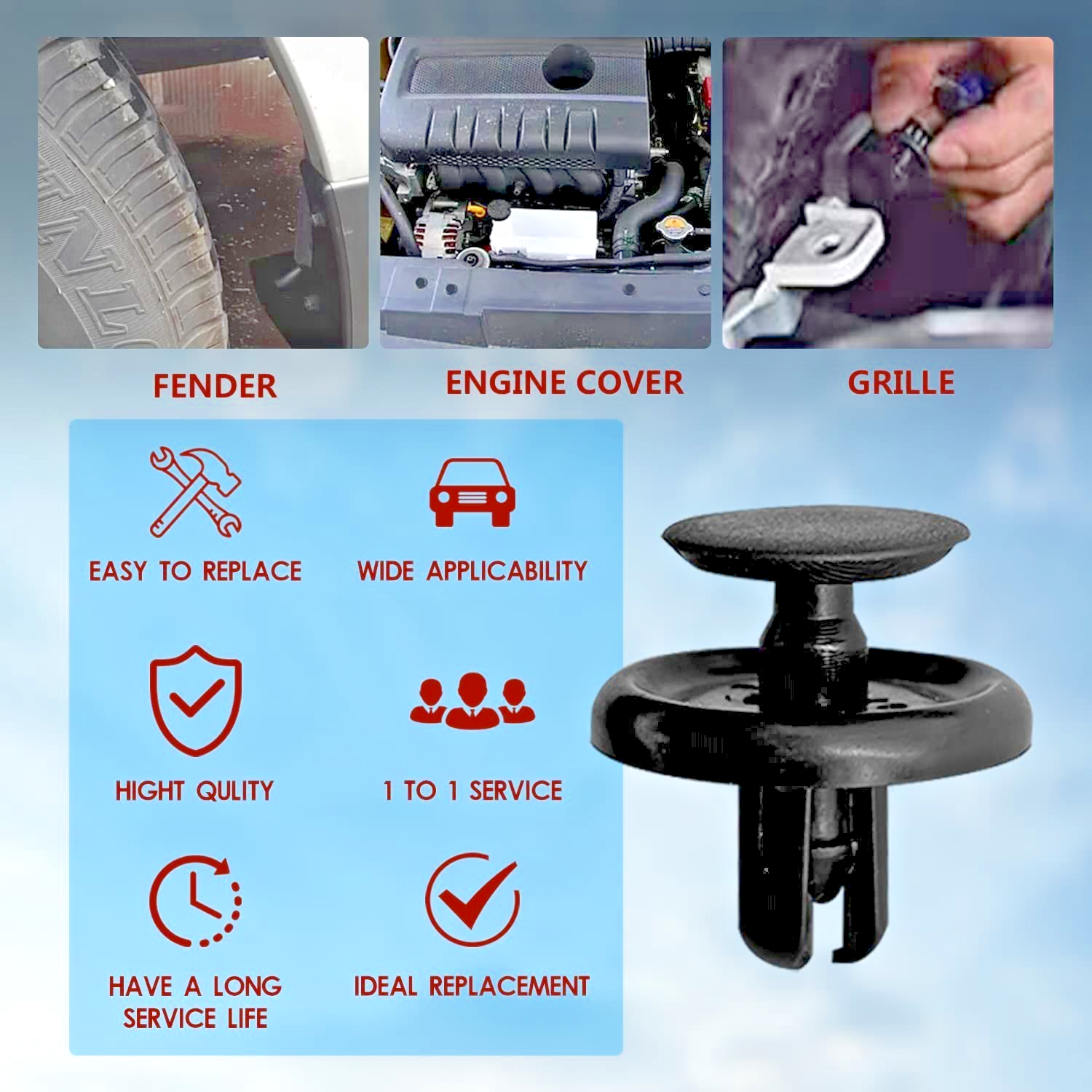 TOYOTA Push Fit Rivet Trim Panel Fastener Clip 7mm Hole  Prius Aygo & LEXUS 20pc14