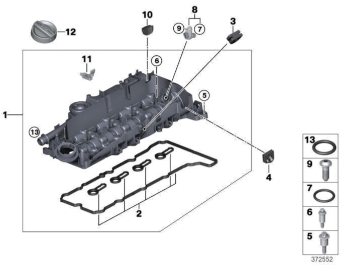 BMW 2.0 B47 Diesel Engine Camshaft Rocker Cover Cam Gasket Set MPN #1112858329313