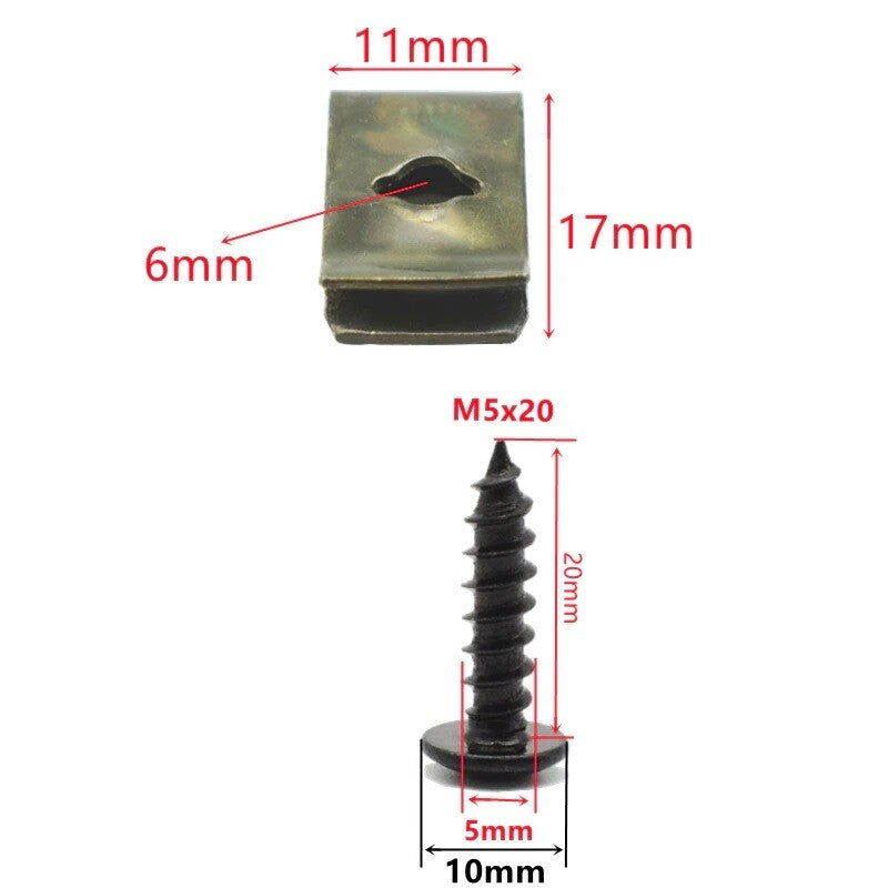 Trim Panel Undertray Splashguard Speed Fastener Self Tapping Screws U Clips x102