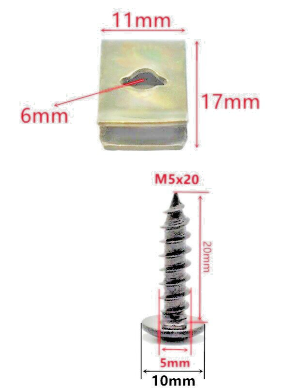 Car undertray Splashguard Speed Fastener Self Tapping Screws Panel U Clips x102