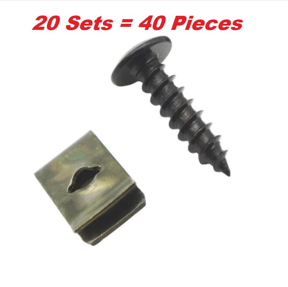 U Clip 20 Sets Bodywork Undertray Splashguard Speed Fastener Self Tapping Screws0