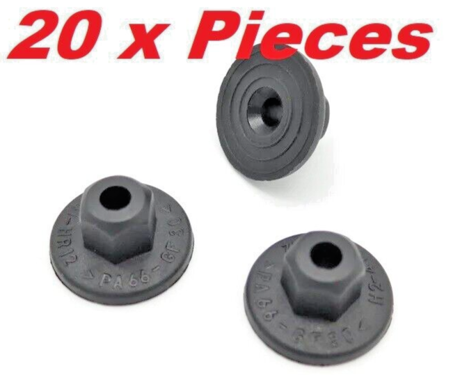 VW UNTHREADED PLASTIC NUTS ENGINE COVER UNDERTRAY SPLASH GUARDS 8E0825265C 20pcs4