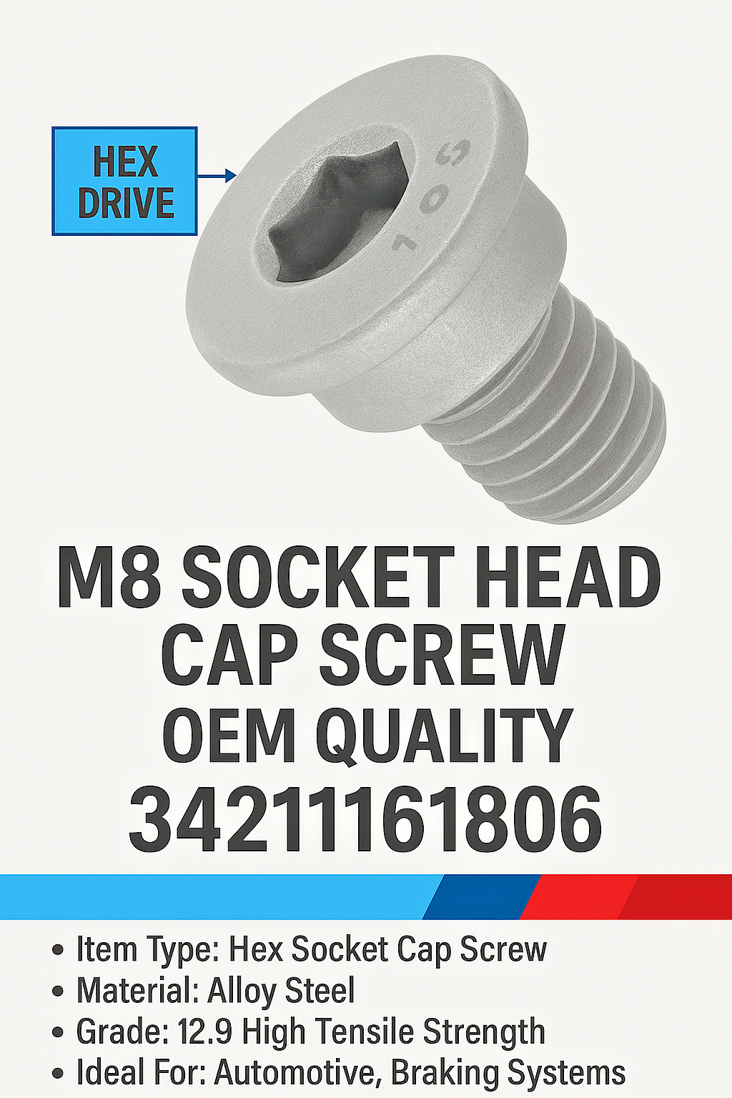 BMW Brake Disc Securing Hex Bolt Screw Fastener Fits 1 2 3 4 5 6 7  Series X3 X512