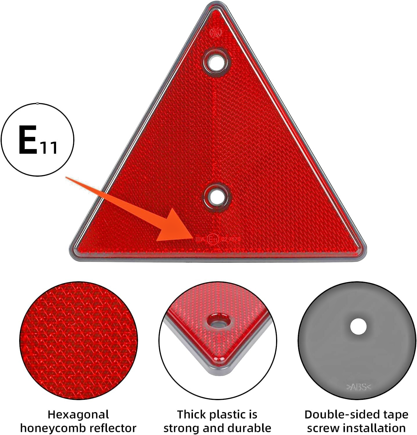Vehicle Rear Safety Reflectors Red - MOT Legal for Trailers Trucks Caravans # x28