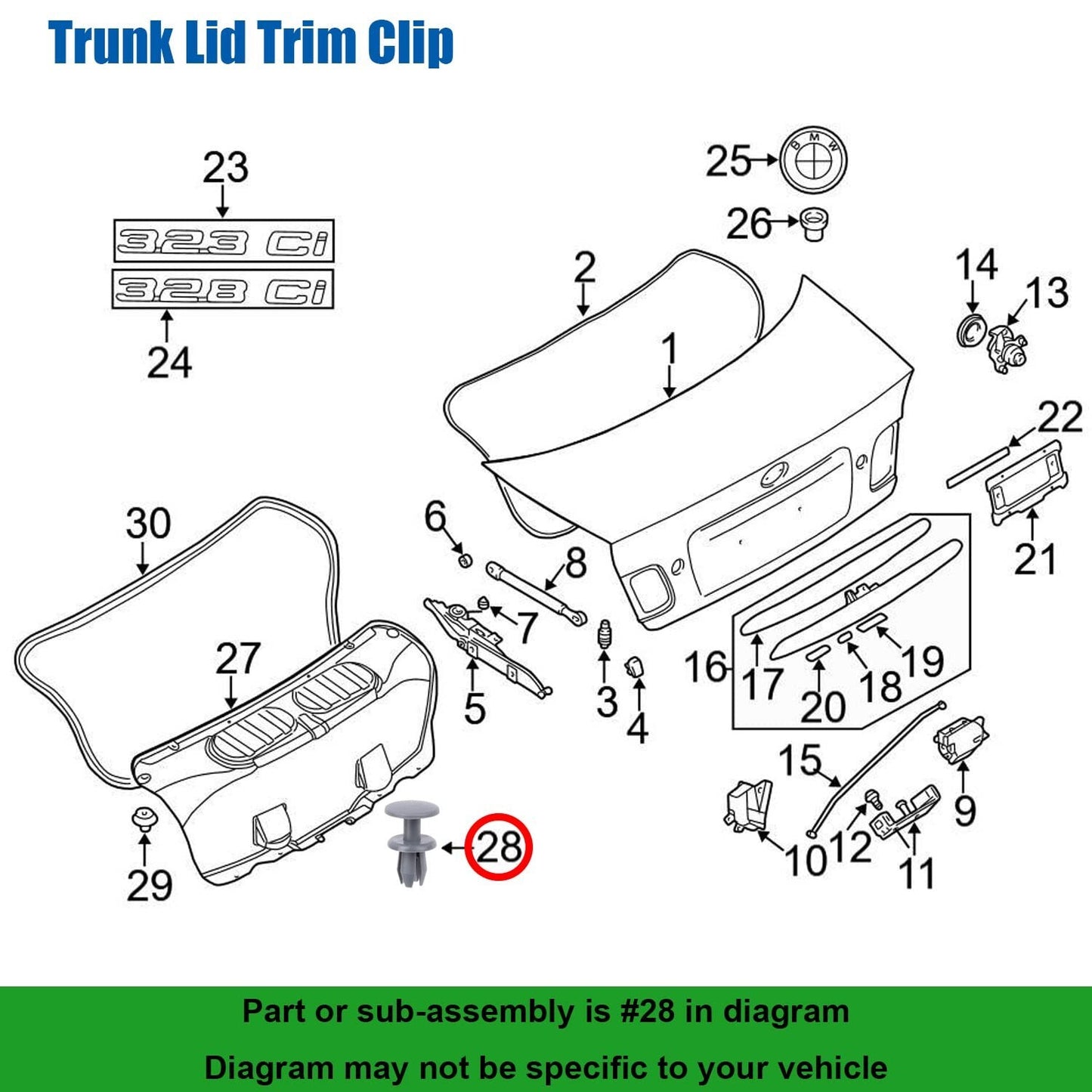 BMW Expanding Trim Rivet Grey x10 Pcs Interior Boot lining 3, 5, 7, X i Series9